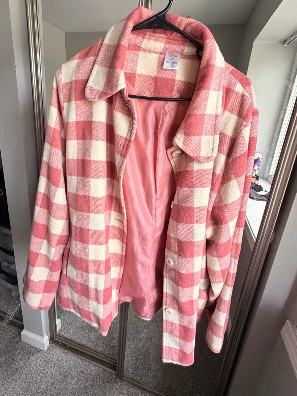 Pink Plaid Women’s Button-Up Coat